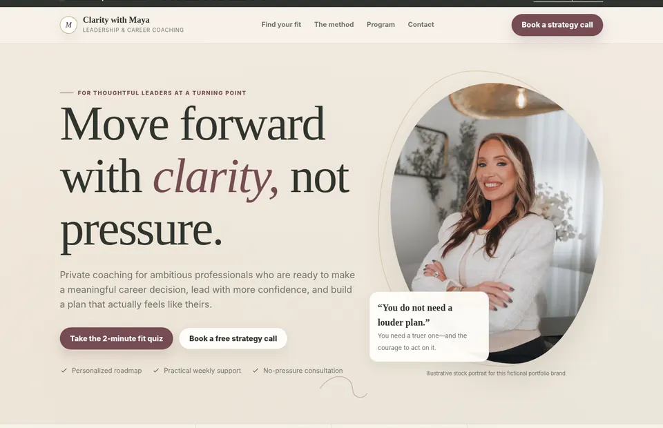 Clarity with Maya coaching funnel preview
