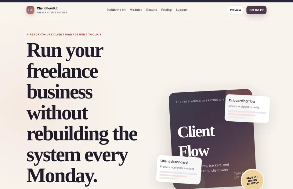 ClientFlow Kit digital product sales page preview