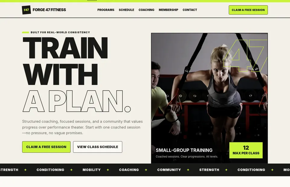 Forge 47 Fitness gym funnel preview
