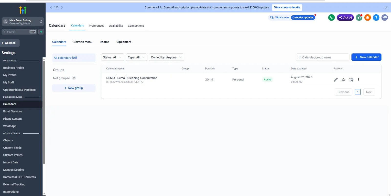 Luma consultation calendar configuration