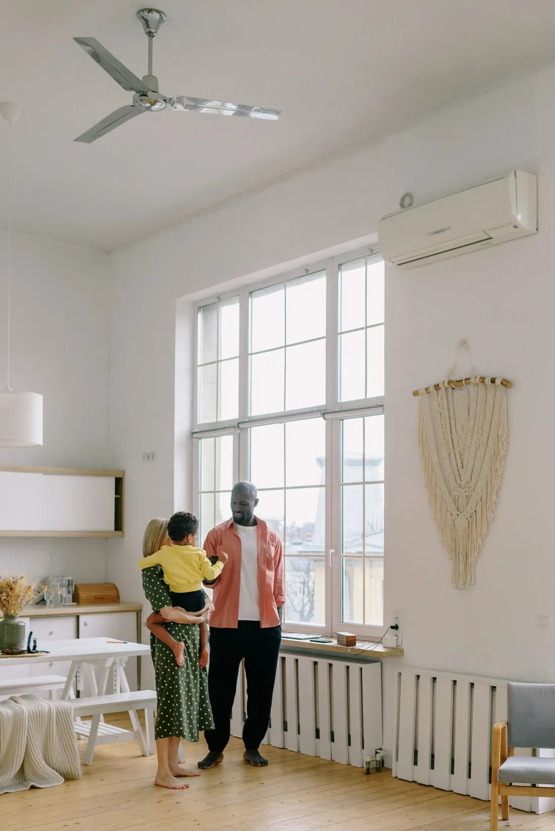 Family spending time together in a bright home